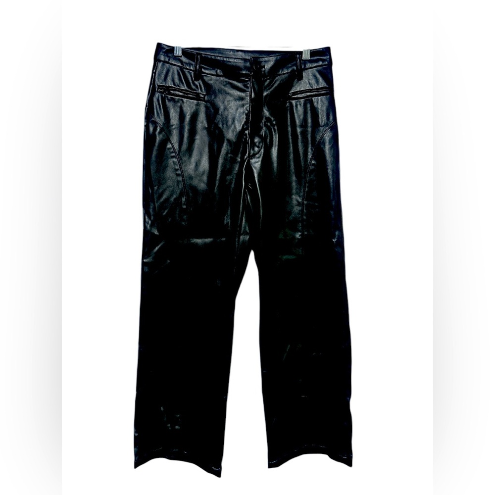 Faux Leather Wide Leg Trouser Large EUC